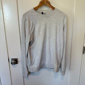 Men's White Divided Long Sleeve Crew Neck Medium Sweatshirt